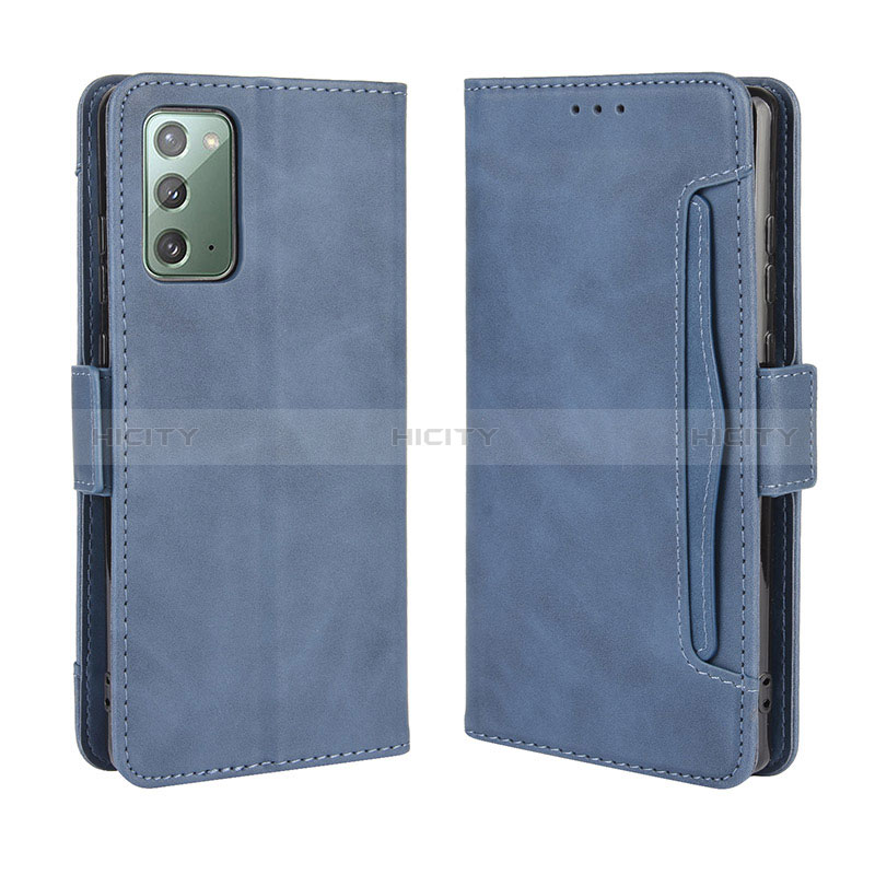 Coque Portefeuille Livre Cuir Etui Clapet BY3 pour Samsung Galaxy Note 20 5G Bleu Plus