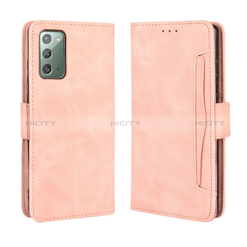 Coque Portefeuille Livre Cuir Etui Clapet BY3 pour Samsung Galaxy Note 20 5G Rose Plus