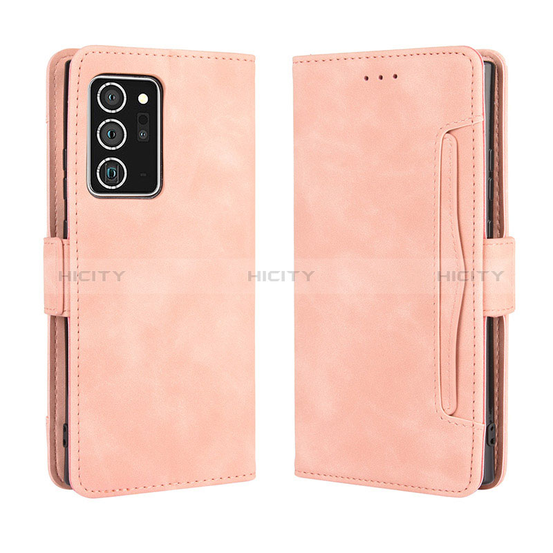 Coque Portefeuille Livre Cuir Etui Clapet BY3 pour Samsung Galaxy Note 20 Ultra 5G Rose Plus