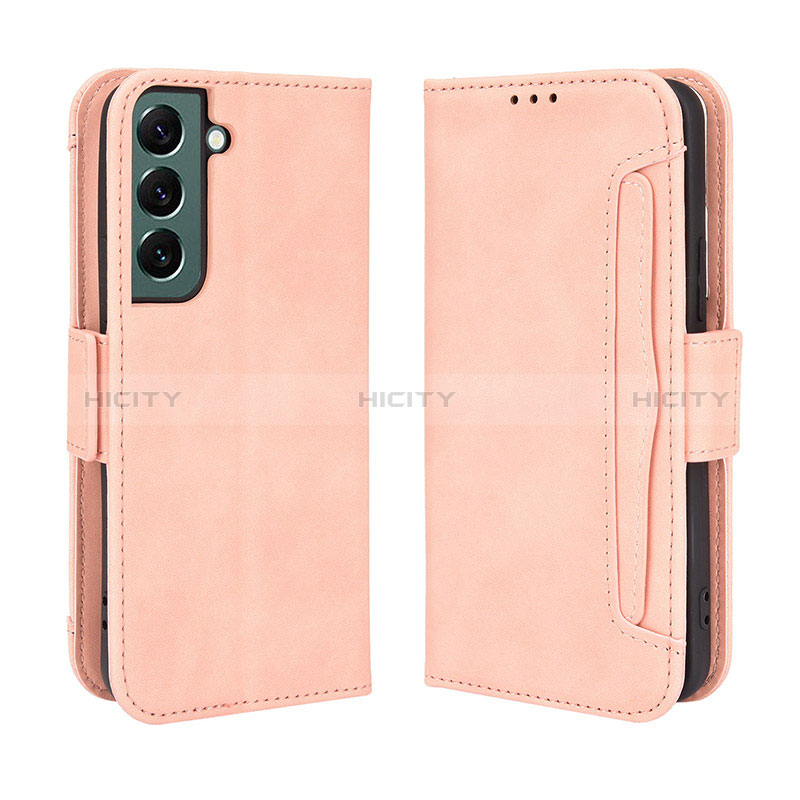 Coque Portefeuille Livre Cuir Etui Clapet BY3 pour Samsung Galaxy S22 Plus 5G Rose Plus