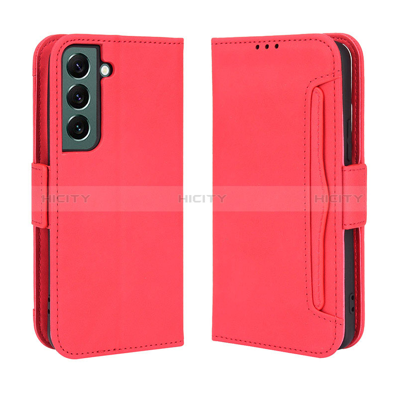 Coque Portefeuille Livre Cuir Etui Clapet BY3 pour Samsung Galaxy S22 Plus 5G Rouge Plus