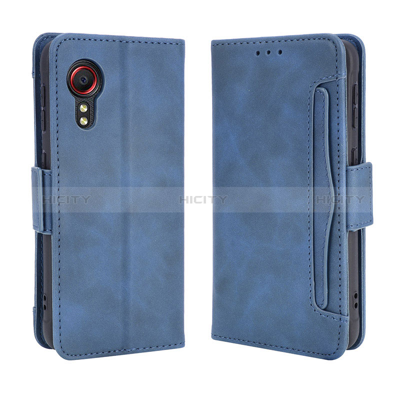 Coque Portefeuille Livre Cuir Etui Clapet BY3 pour Samsung Galaxy XCover 5 SM-G525F Bleu Plus