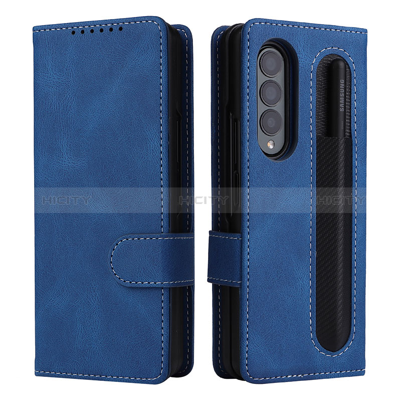 Coque Portefeuille Livre Cuir Etui Clapet BY3 pour Samsung Galaxy Z Fold3 5G Bleu Plus