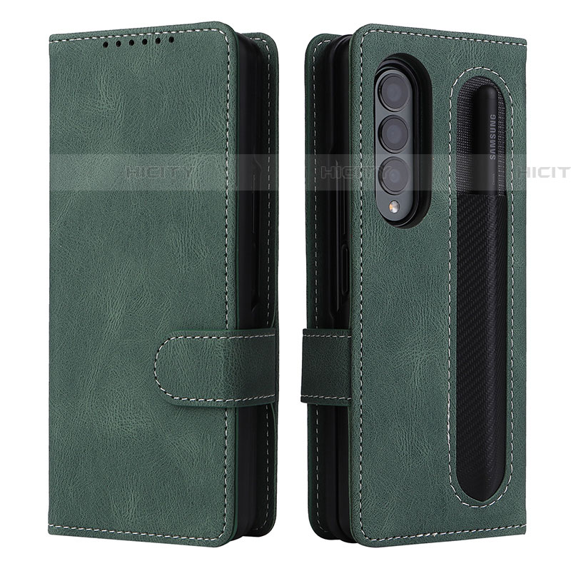 Coque Portefeuille Livre Cuir Etui Clapet BY3 pour Samsung Galaxy Z Fold4 5G Vert Plus