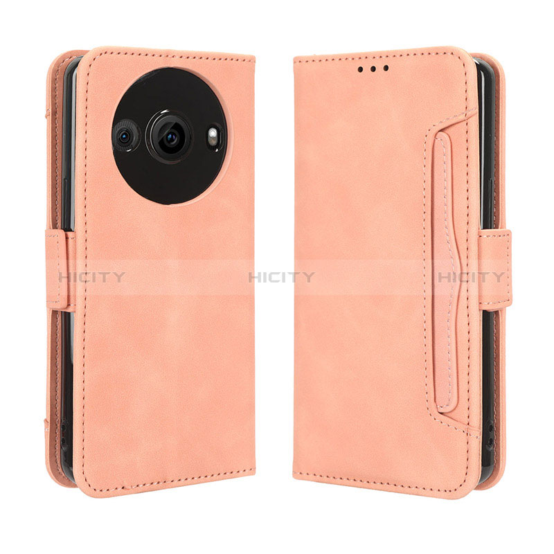 Coque Portefeuille Livre Cuir Etui Clapet BY3 pour Sharp Aquos R8 Pro Rose Plus