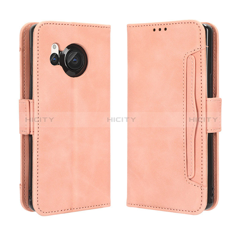 Coque Portefeuille Livre Cuir Etui Clapet BY3 pour Sharp Aquos R8 Rose Plus