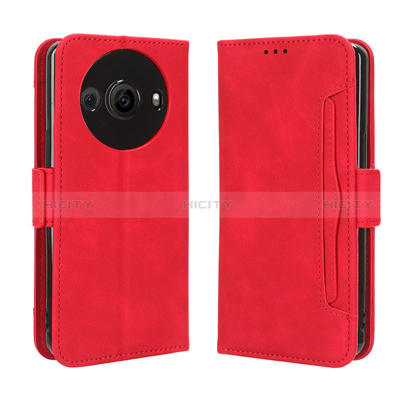 Coque Portefeuille Livre Cuir Etui Clapet BY3 pour Sharp Aquos R8s Pro Rouge Plus