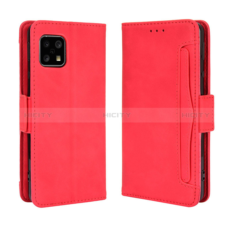 Coque Portefeuille Livre Cuir Etui Clapet BY3 pour Sharp Aquos Sense4 Basic Rouge Plus