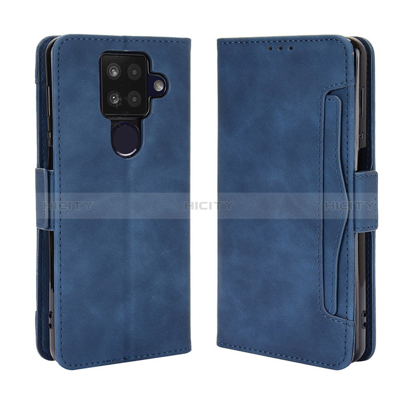 Coque Portefeuille Livre Cuir Etui Clapet BY3 pour Sharp Aquos Sense4 Plus Bleu Plus