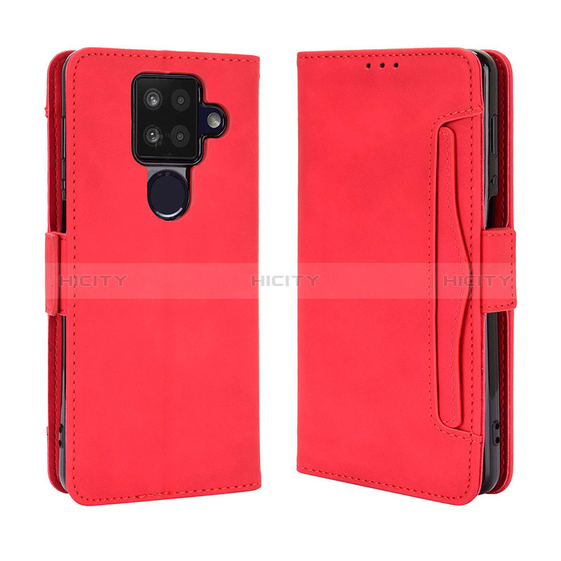 Coque Portefeuille Livre Cuir Etui Clapet BY3 pour Sharp Aquos Sense4 Plus Rouge Plus