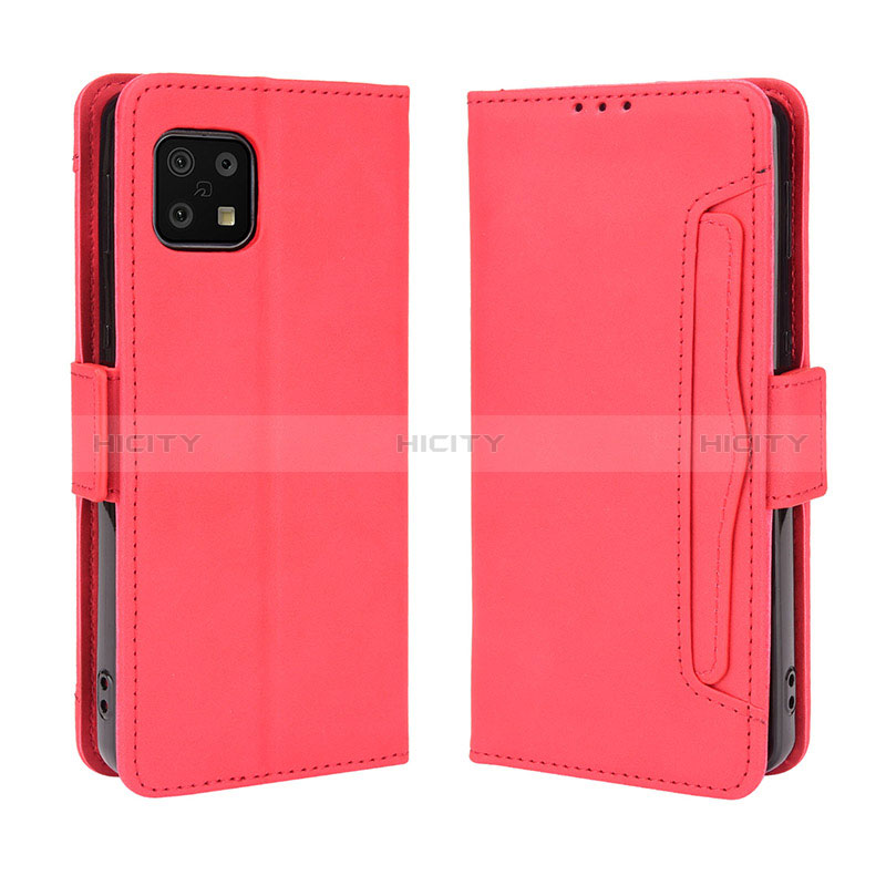 Coque Portefeuille Livre Cuir Etui Clapet BY3 pour Sharp Aquos Sense6 Rouge Plus