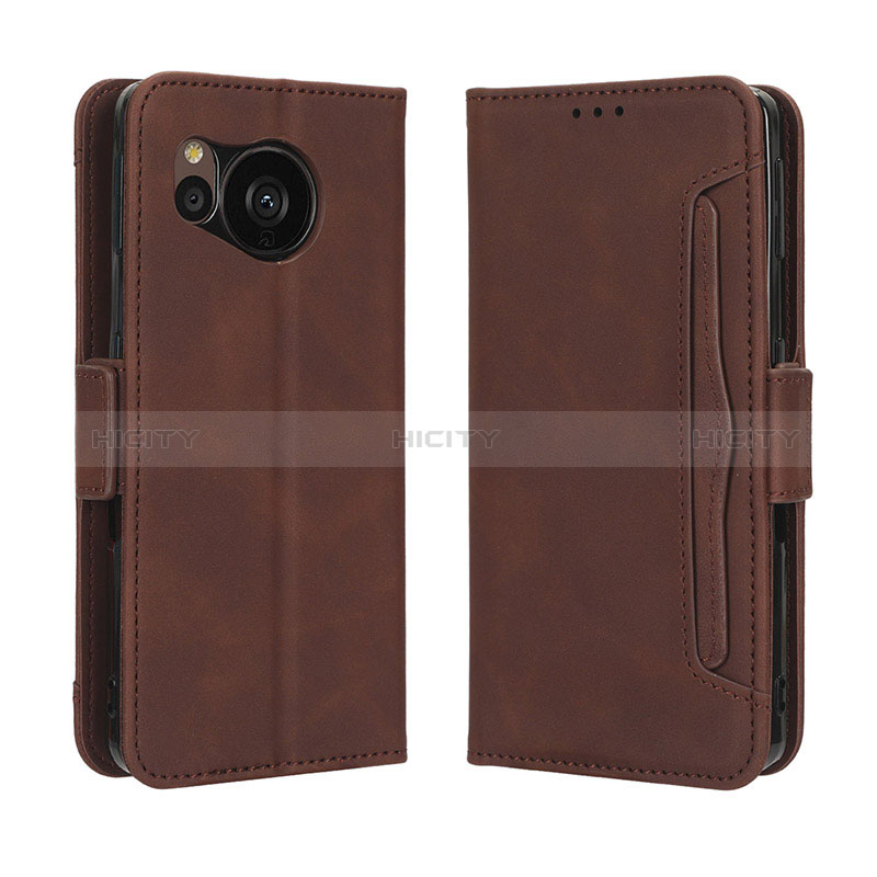 Coque Portefeuille Livre Cuir Etui Clapet BY3 pour Sharp Aquos Sense7 Marron Plus