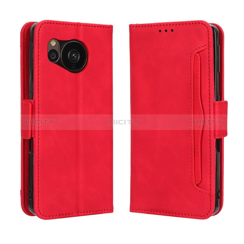 Coque Portefeuille Livre Cuir Etui Clapet BY3 pour Sharp Aquos Sense7 Plus Rouge Plus