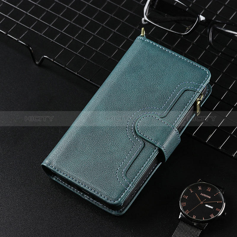 Coque Portefeuille Livre Cuir Etui Clapet BY3 pour Sharp Aquos Sense8 Vert Plus