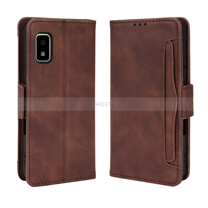 Coque Portefeuille Livre Cuir Etui Clapet BY3 pour Sharp Aquos wish Marron Plus