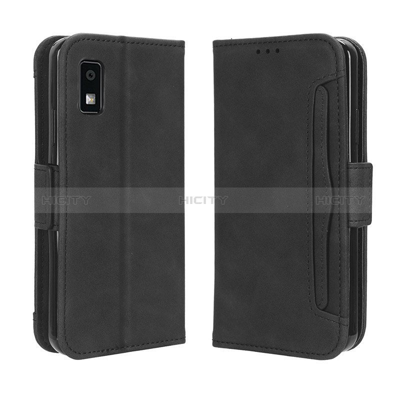 Coque Portefeuille Livre Cuir Etui Clapet BY3 pour Sharp Aquos wish3 Noir Plus