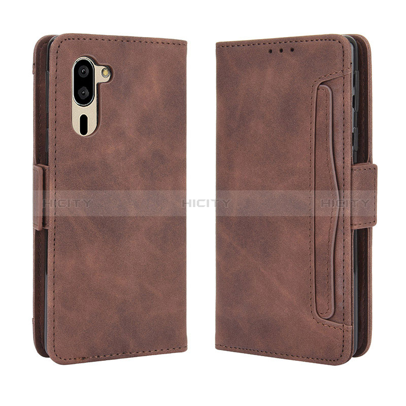 Coque Portefeuille Livre Cuir Etui Clapet BY3 pour Sharp Simple Sumaho 5 Marron Plus