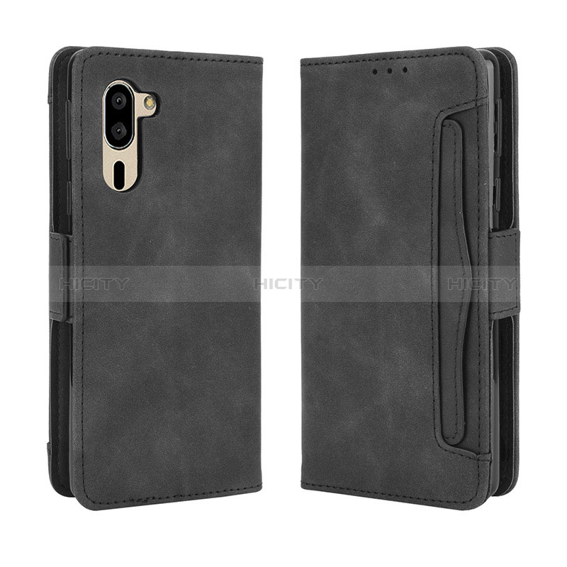 Coque Portefeuille Livre Cuir Etui Clapet BY3 pour Sharp Simple Sumaho 5 Noir Plus