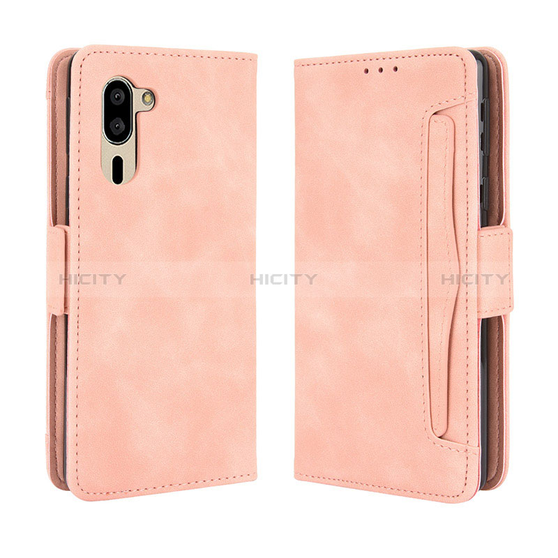 Coque Portefeuille Livre Cuir Etui Clapet BY3 pour Sharp Simple Sumaho 5 Rose Plus