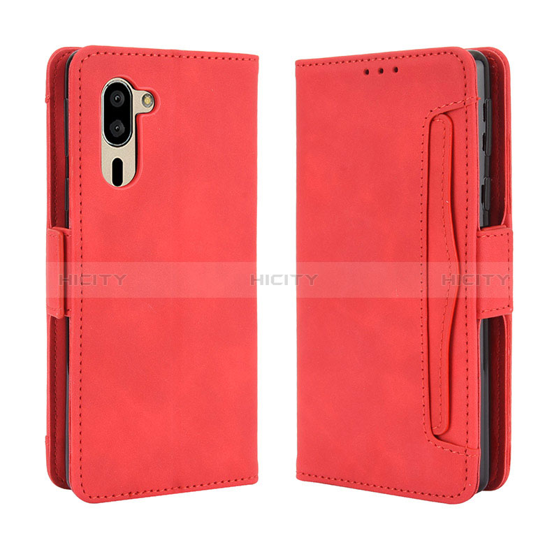 Coque Portefeuille Livre Cuir Etui Clapet BY3 pour Sharp Simple Sumaho 5 Rouge Plus