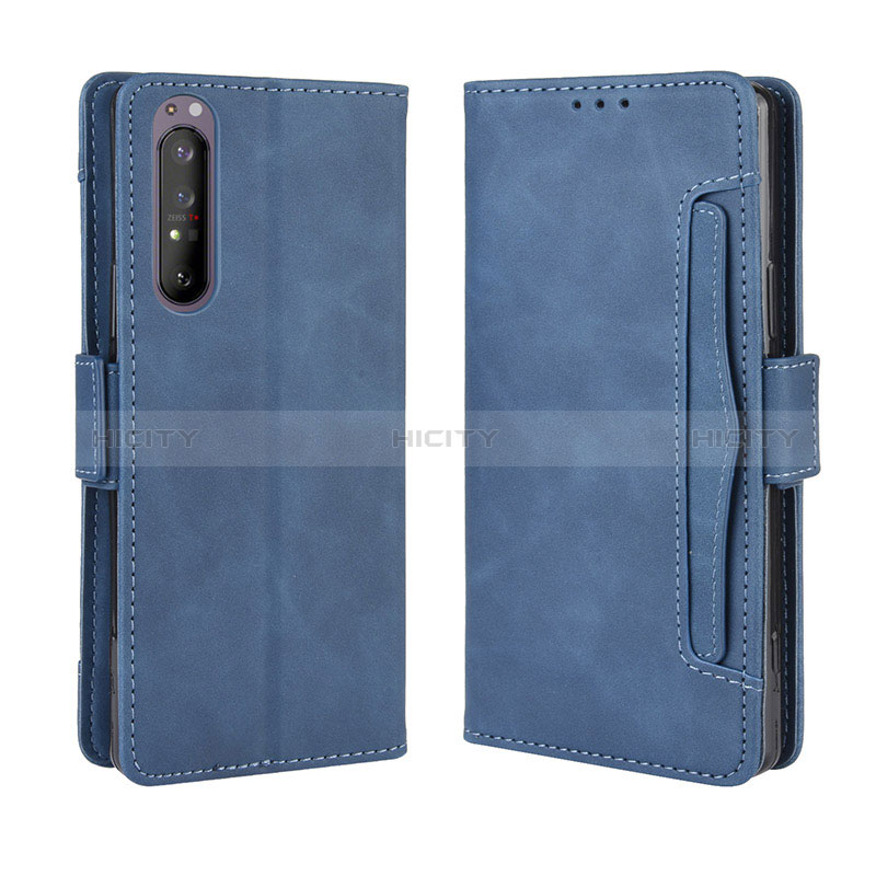 Coque Portefeuille Livre Cuir Etui Clapet BY3 pour Sony Xperia 1 II Bleu Plus