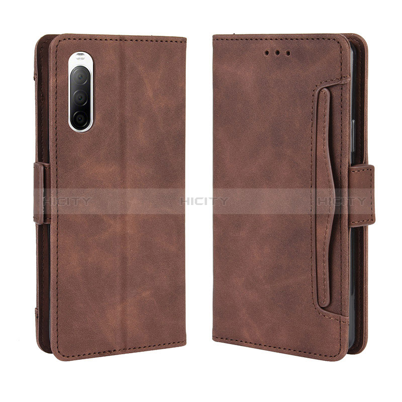 Coque Portefeuille Livre Cuir Etui Clapet BY3 pour Sony Xperia 10 II Marron Plus