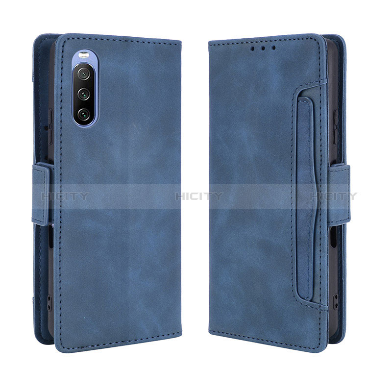 Coque Portefeuille Livre Cuir Etui Clapet BY3 pour Sony Xperia 10 III Lite Bleu Plus