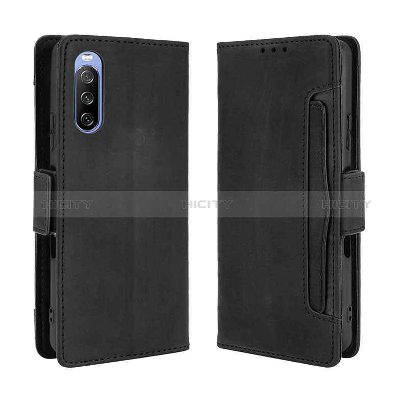 Coque Portefeuille Livre Cuir Etui Clapet BY3 pour Sony Xperia 10 III Lite Noir Plus