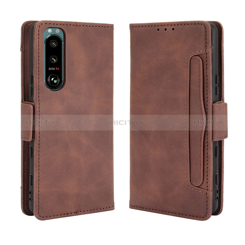 Coque Portefeuille Livre Cuir Etui Clapet BY3 pour Sony Xperia 5 III SO-53B Marron Plus