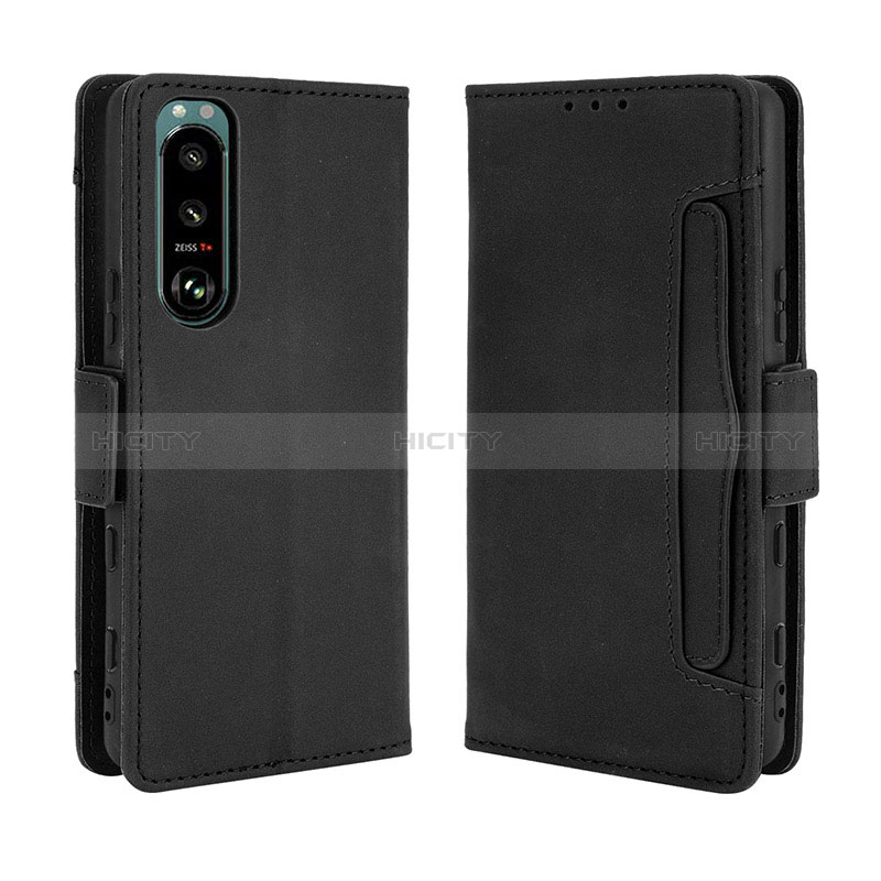 Coque Portefeuille Livre Cuir Etui Clapet BY3 pour Sony Xperia 5 III SO-53B Noir Plus