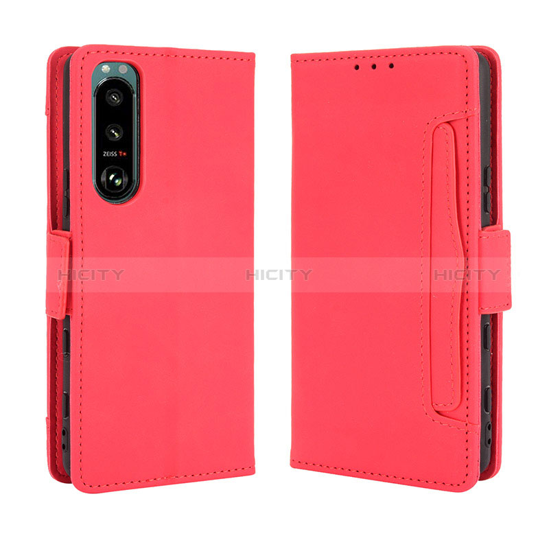 Coque Portefeuille Livre Cuir Etui Clapet BY3 pour Sony Xperia 5 III SO-53B Rouge Plus