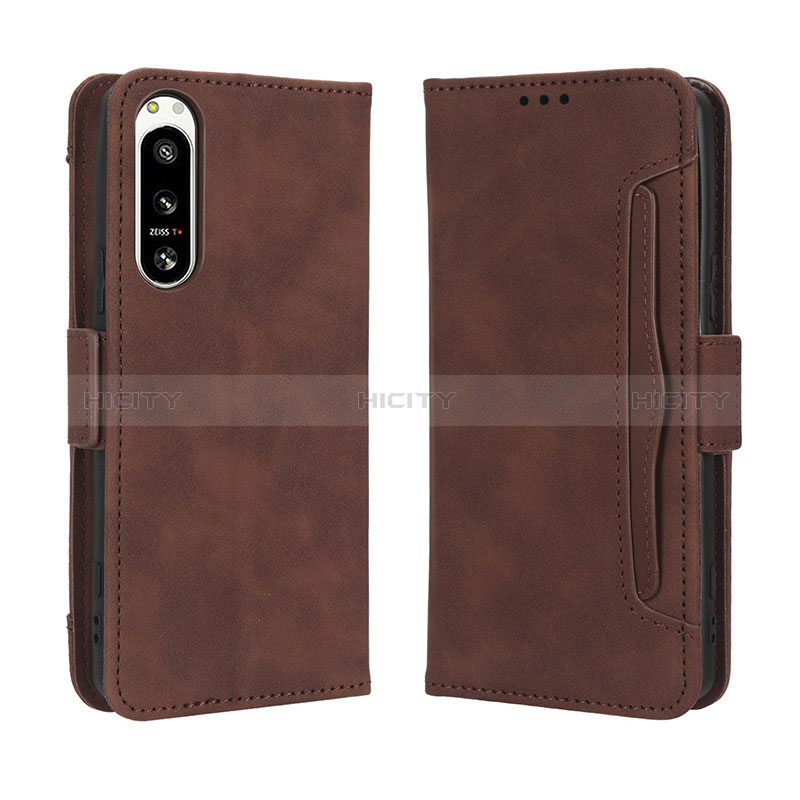 Coque Portefeuille Livre Cuir Etui Clapet BY3 pour Sony Xperia 5 IV Marron Plus