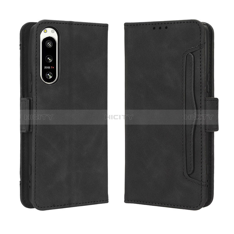 Coque Portefeuille Livre Cuir Etui Clapet BY3 pour Sony Xperia 5 IV Noir Plus