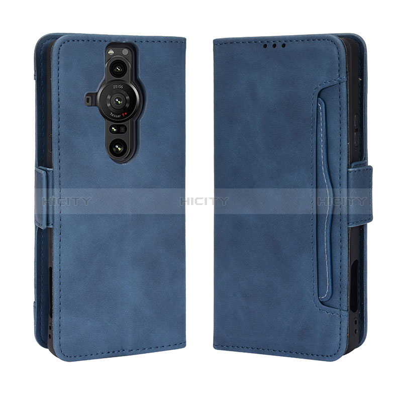 Coque Portefeuille Livre Cuir Etui Clapet BY3 pour Sony Xperia PRO-I Bleu Plus