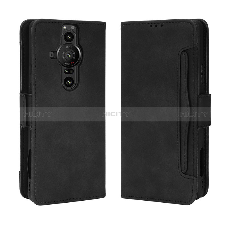 Coque Portefeuille Livre Cuir Etui Clapet BY3 pour Sony Xperia PRO-I Noir Plus