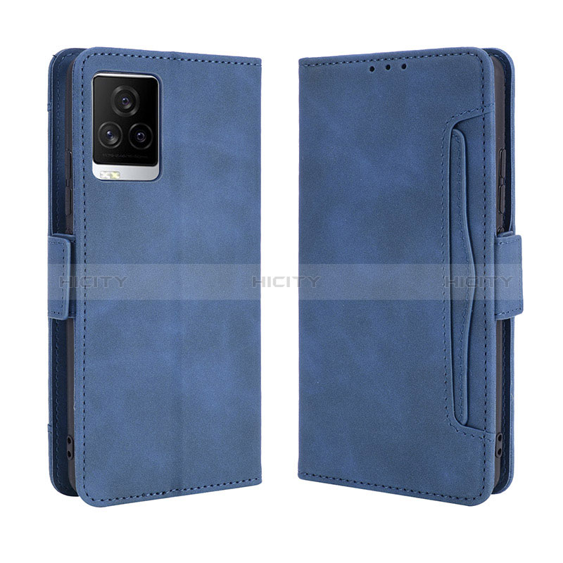 Coque Portefeuille Livre Cuir Etui Clapet BY3 pour Vivo iQOO 7 5G Bleu Plus