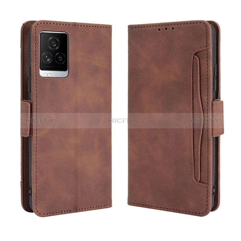 Coque Portefeuille Livre Cuir Etui Clapet BY3 pour Vivo iQOO 7 5G Marron Plus