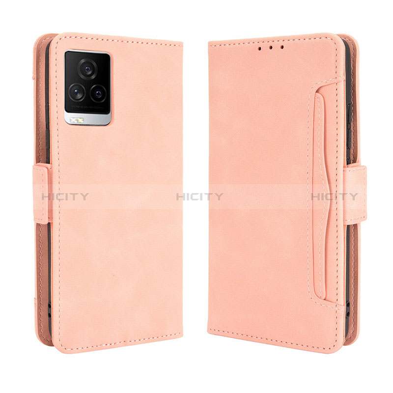 Coque Portefeuille Livre Cuir Etui Clapet BY3 pour Vivo iQOO 7 5G Rose Plus