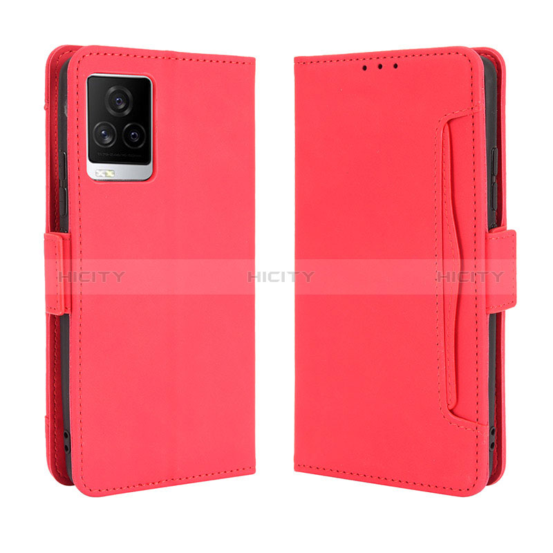 Coque Portefeuille Livre Cuir Etui Clapet BY3 pour Vivo iQOO 7 5G Rouge Plus