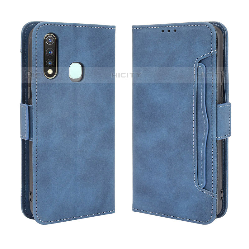 Coque Portefeuille Livre Cuir Etui Clapet BY3 pour Vivo iQOO U3 4G Bleu Plus