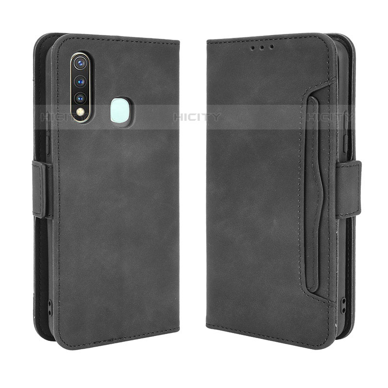 Coque Portefeuille Livre Cuir Etui Clapet BY3 pour Vivo iQOO U3 4G Noir Plus