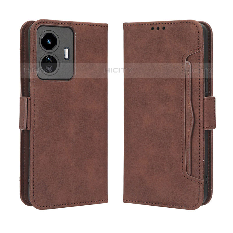 Coque Portefeuille Livre Cuir Etui Clapet BY3 pour Vivo iQOO Z6 Lite 5G Marron Plus