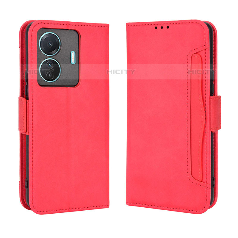 Coque Portefeuille Livre Cuir Etui Clapet BY3 pour Vivo iQOO Z6 Pro 5G Rouge Plus