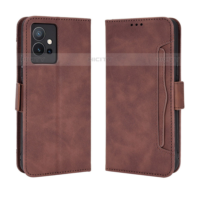 Coque Portefeuille Livre Cuir Etui Clapet BY3 pour Vivo T1 5G India Marron Plus