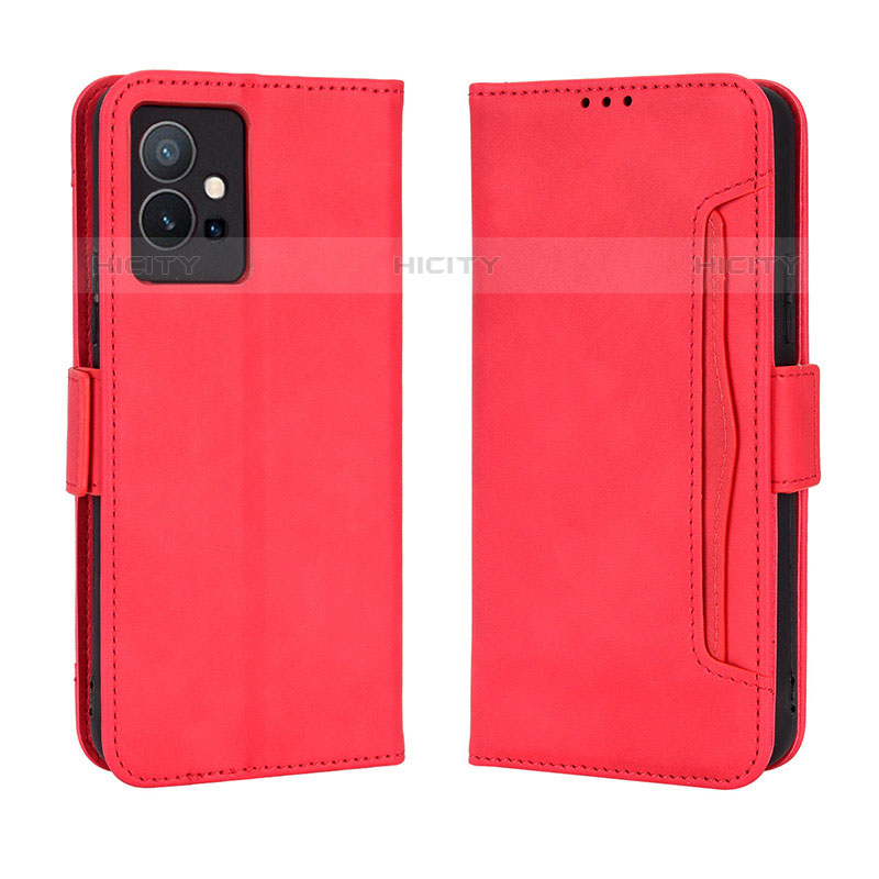 Coque Portefeuille Livre Cuir Etui Clapet BY3 pour Vivo T1 5G India Rouge Plus