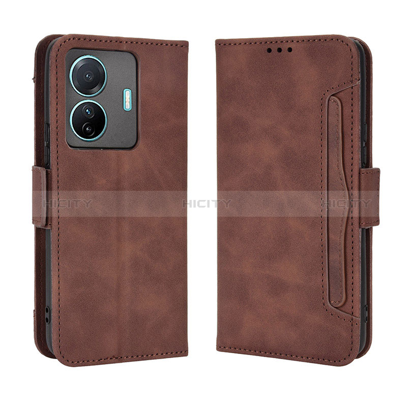 Coque Portefeuille Livre Cuir Etui Clapet BY3 pour Vivo T1 5G Marron Plus