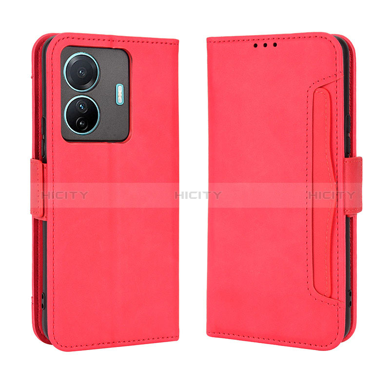 Coque Portefeuille Livre Cuir Etui Clapet BY3 pour Vivo T1 5G Rouge Plus