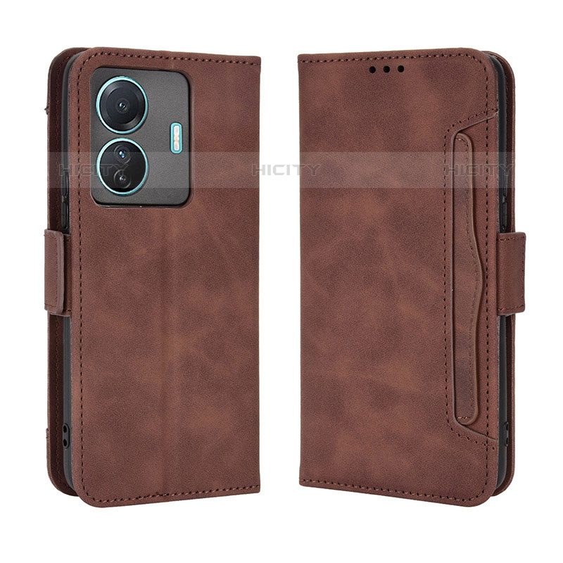 Coque Portefeuille Livre Cuir Etui Clapet BY3 pour Vivo T1 Pro 5G Marron Plus