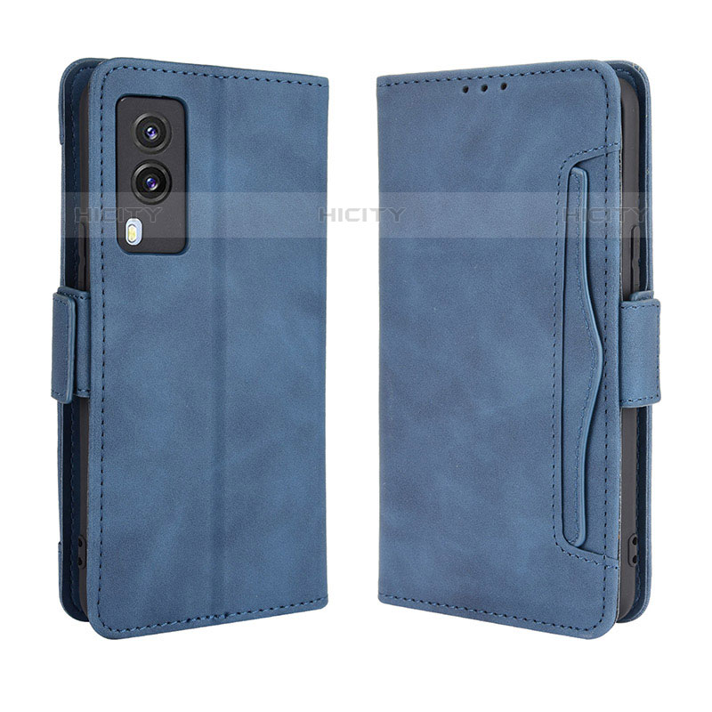 Coque Portefeuille Livre Cuir Etui Clapet BY3 pour Vivo V21e 5G Bleu Plus