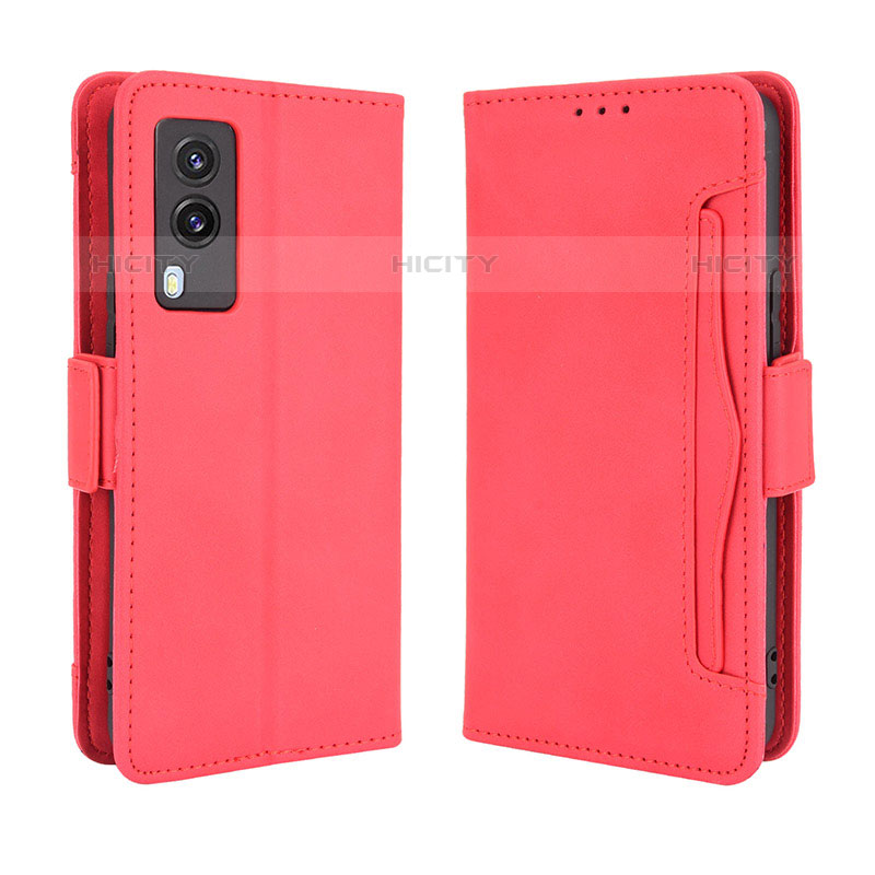 Coque Portefeuille Livre Cuir Etui Clapet BY3 pour Vivo V21e 5G Rouge Plus